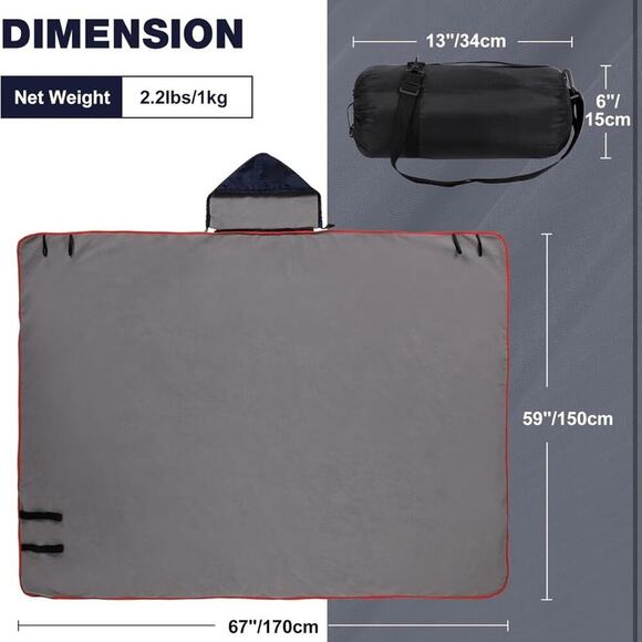 Large Waterproof Stadium BlanketCold Weather, Soft Warm Fleece Camping Blanket - Picture 2 of 9